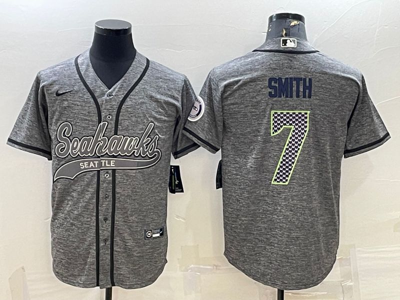 Men Seattle Seahawks #7 Smith Grey hemp ash 2022 Nike Co branded NFL Jerseys